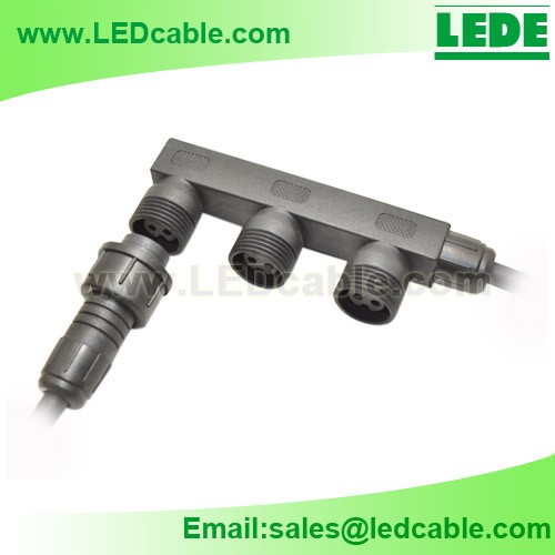 Waterproof distributor box connector cable for outdoor led lighting